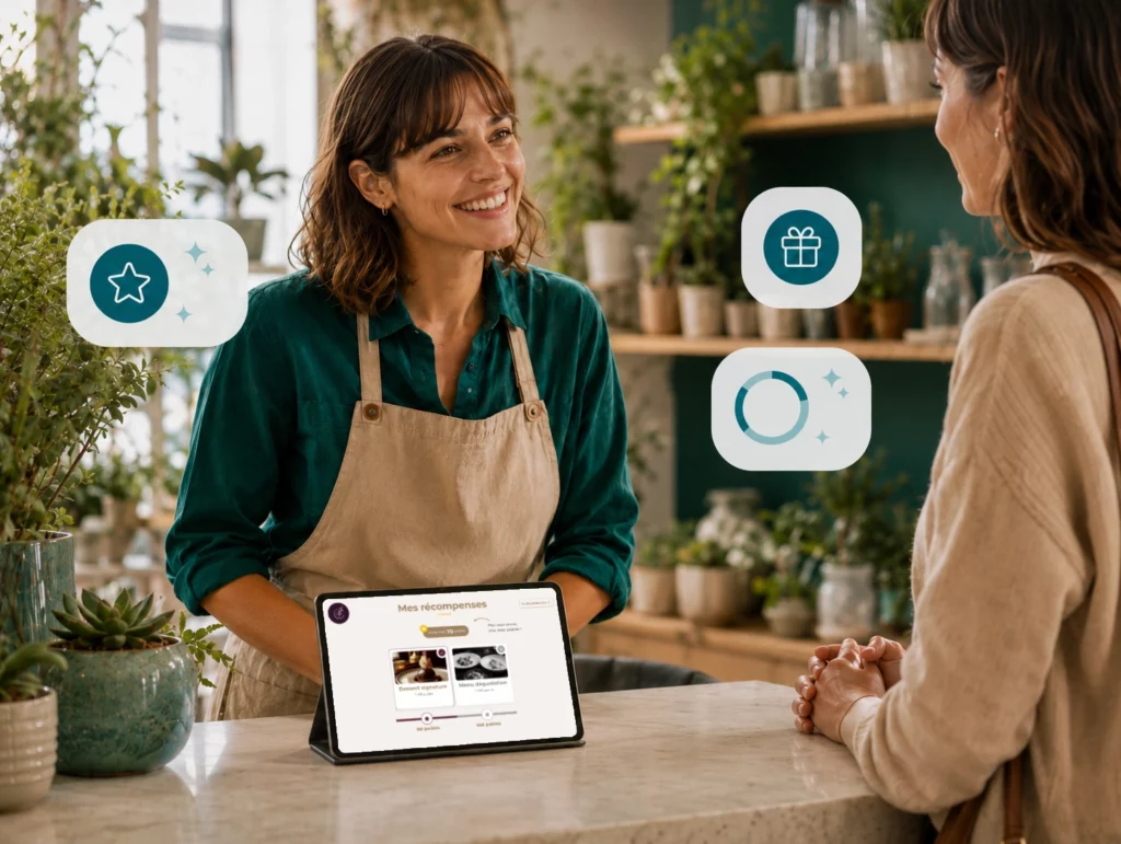Interface MyFidely utilisée sur une tablette en caisse